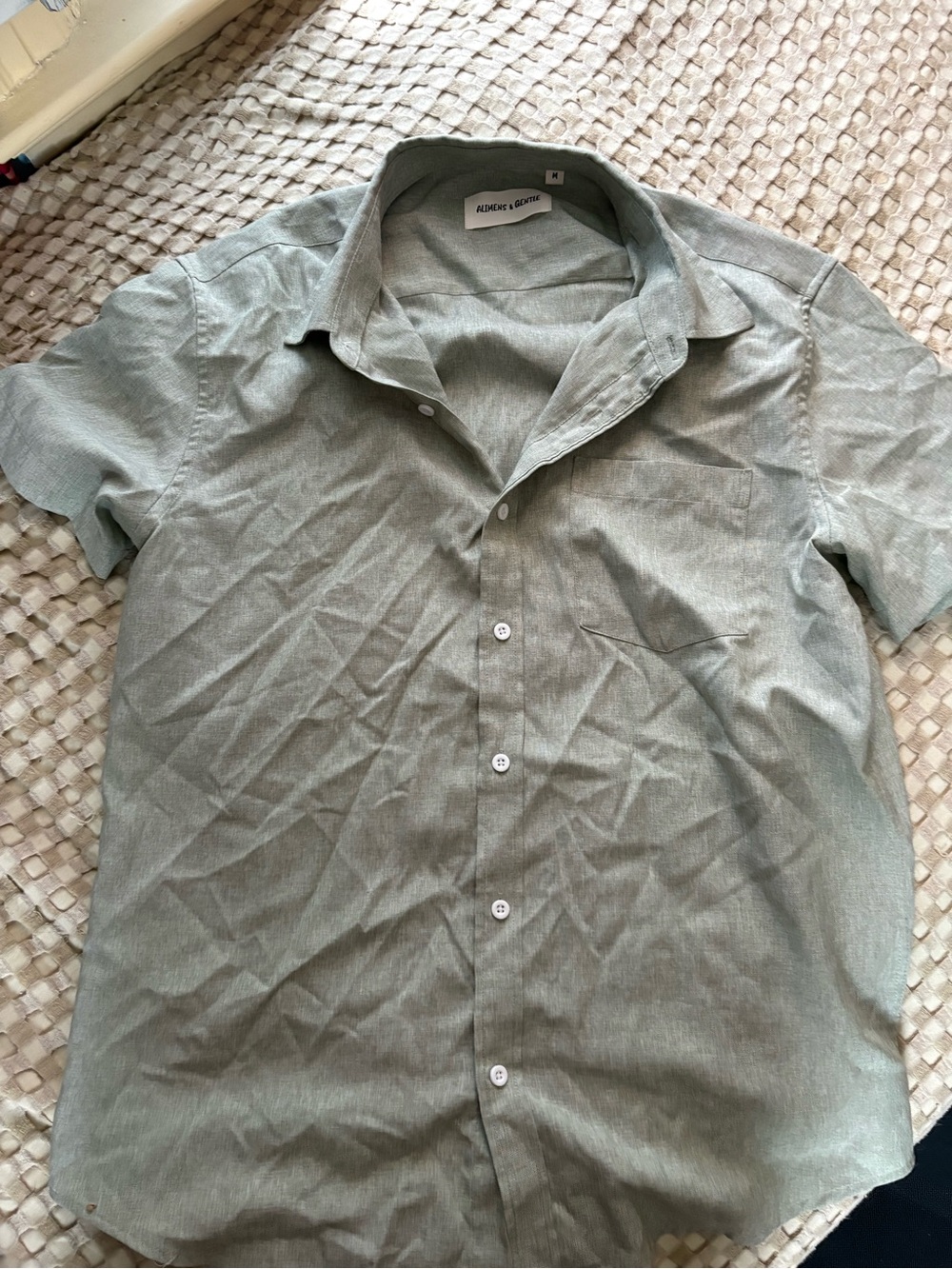 Men’s  Short-Sleeve Button-Down Shirt in Sage Green